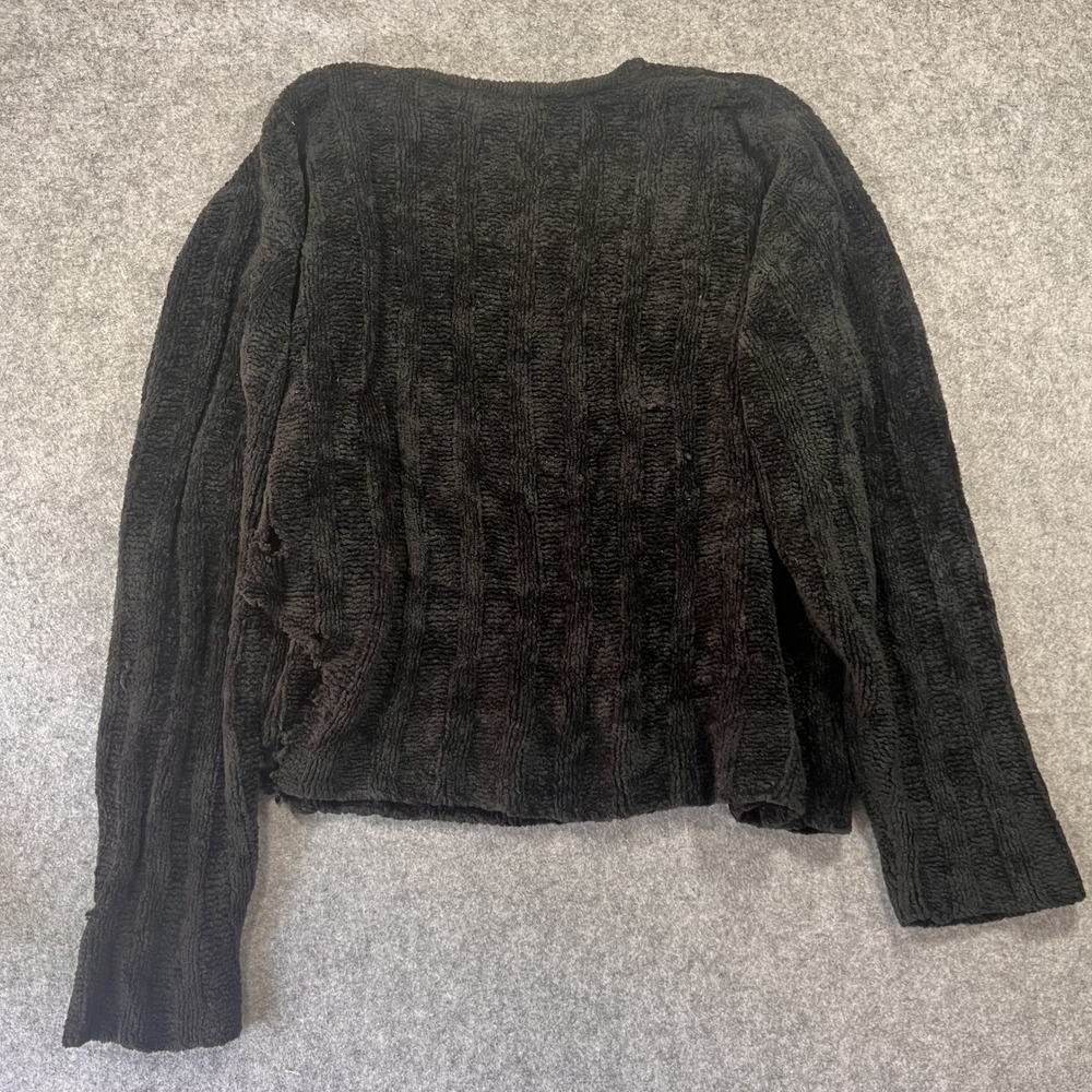 White Stag Ribbed Chenille Knit Sweater XL‎ Black Distressed Acrylic - Picture 2 of 12